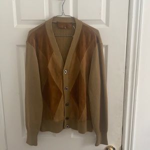 Vintage, “old man” “swingers (the movie) cardigan” faux suede
